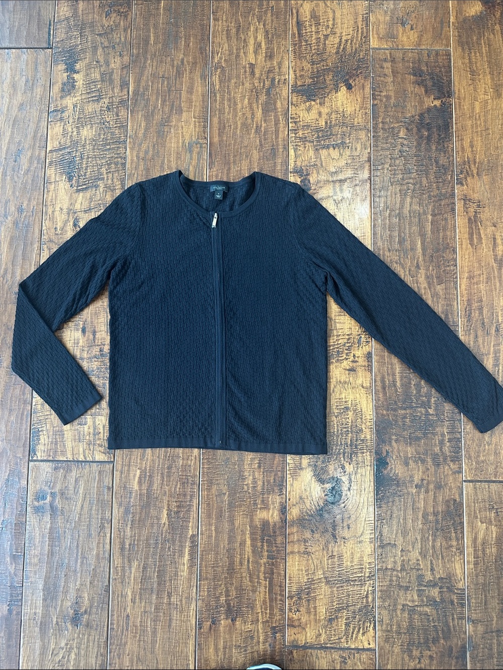 Ann Taylor Factory Black Textured Zip-Up Cardigan. New Without Tags